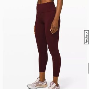 Lululemon Fast & Free High Rise 25” Tight- size 4- Garnet